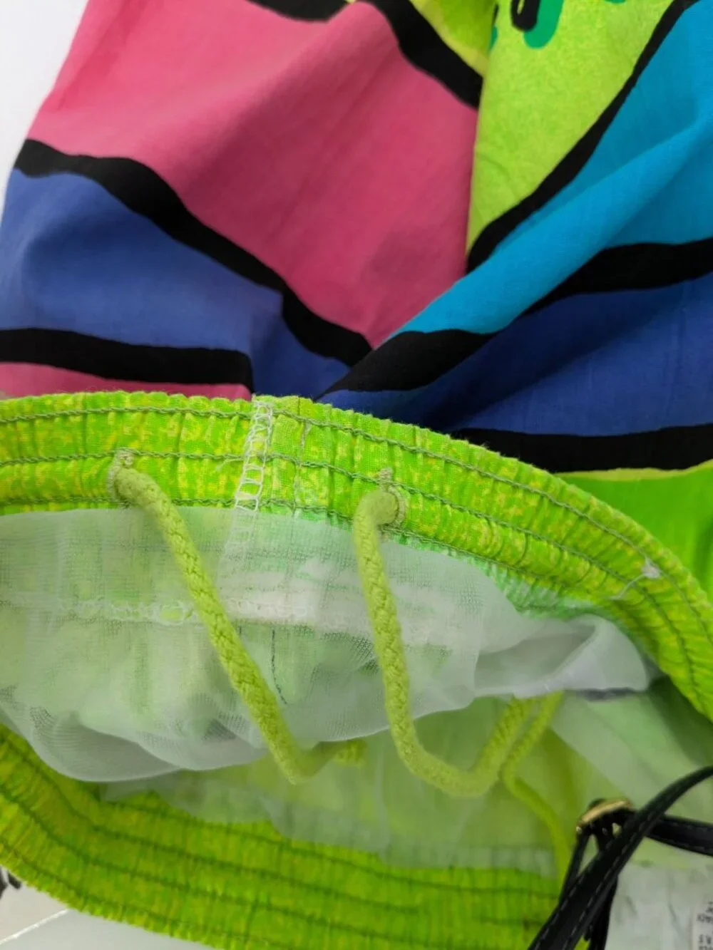 Vtg‎ Pacific Scene Neon Striped Swim Trunks Tropical Y2K Palm Beach Retro XLarge